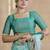 teal floral printed chiffon saree with unstitched blouse piece