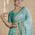 teal floral printed chiffon saree with unstitched blouse piece