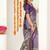 purple madhubani ethnic printed cotton silk saree with unstitched blouse piece