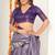purple madhubani ethnic printed cotton silk saree with unstitched blouse piece