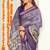 purple madhubani ethnic printed cotton silk saree with unstitched blouse piece