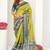 yellow madhubani ethnic printed cotton silk saree with unstitched blouse piece