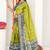 yellow madhubani ethnic printed cotton silk saree with unstitched blouse piece