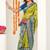 yellow madhubani ethnic printed cotton silk saree with unstitched blouse piece
