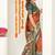 orange madhubani ethnic printed cotton silk saree with unstitched blouse piece