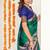 teal green madhubani ethnic printed cotton silk saree with unstitched blouse piece
