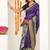 purple madhubani ethnic printed cotton silk saree with unstitched blouse piece