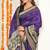 purple madhubani ethnic printed cotton silk saree with unstitched blouse piece