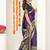 purple madhubani ethnic printed cotton silk saree with unstitched blouse piece