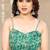 teal green abstrect print chiffon saree with unstitched blouse piece