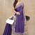 purple abstrect print chiffon saree with unstitched blouse piece