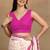 off white block print chiffon saree with unstitched blouse piece