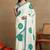 off white block print chiffon saree with unstitched blouse piece