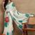 off white block print chiffon saree with unstitched blouse piece