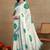 off white block print chiffon saree with unstitched blouse piece