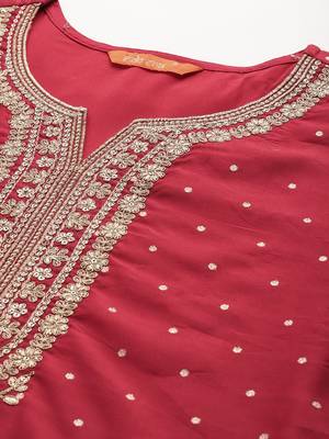 Embroidered Chanderi Silk Kurta With Trousers & Dupatta 3