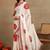 off white block print chiffon saree with unstitched blouse piece
