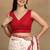 off white block print chiffon saree with unstitched blouse piece
