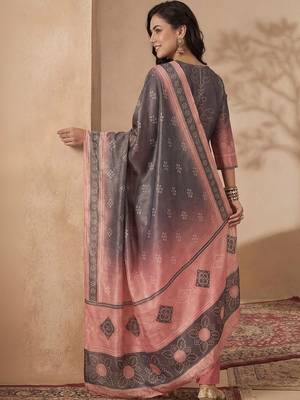 Women Bandhani Embroidered Sequinned Kurta with Trousers & With Dupatta 3