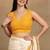 off white block print chiffon saree with unstitched blouse piece