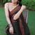 black floral printed chiffon saree with unstitched blouse piece