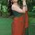 rust floral printed chiffon saree with unstitched blouse piece