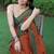 rust floral printed chiffon saree with unstitched blouse piece