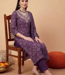 Women Ethnic Motifs Printed Thread Work Cotton Kurta with Trousers & With Dupatta