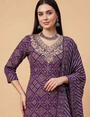 Women Ethnic Motifs Printed Thread Work Cotton Kurta with Trousers & With Dupatta 3
