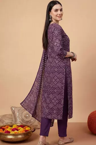 Women Ethnic Motifs Printed Thread Work Cotton Kurta with Trousers & With Dupatta