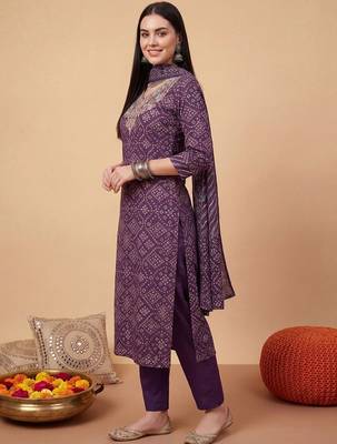 Women Ethnic Motifs Printed Thread Work Cotton Kurta with Trousers & With Dupatta 1