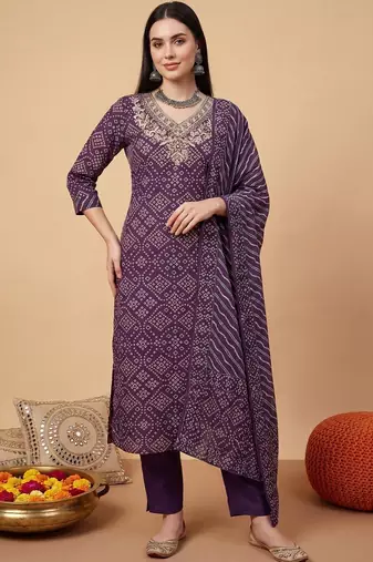 Women Ethnic Motifs Printed Thread Work Cotton Kurta with Trousers & With Dupatta