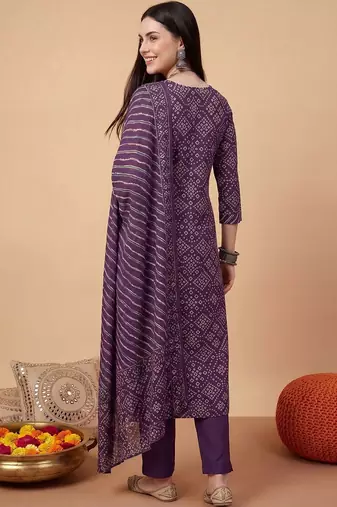 Women Ethnic Motifs Printed Thread Work Cotton Kurta with Trousers & With Dupatta