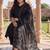 Plus Size Black Embroidered Straight Kurta Trousers With Dupatta Set