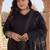 Plus Size Black Embroidered Straight Kurta Trousers With Dupatta Set