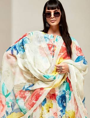 Floral Printed Round Neck Long Sleeves Kurta & Trouser With Dupatta 2