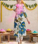 Women Floral Printed Cotton Kurta with Trousers