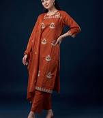 Women Ethnic Motifs Embroidered Thread Work Cotton Kurta with Trousers & With Dupatta
