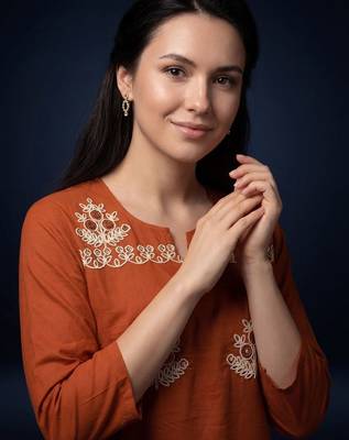 Women Ethnic Motifs Embroidered Thread Work Cotton Kurta with Trousers & With Dupatta 2