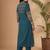 Women Printed Mirror Work Cotton Kurta with Trousers