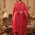 Floral Embroidered Notch Neck Panelled A-Line Kurta & Trousers With Dupatta