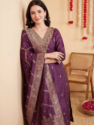 Women Ethnic Motifs Embroidered Kurta with Trousers & With Dupatta 3