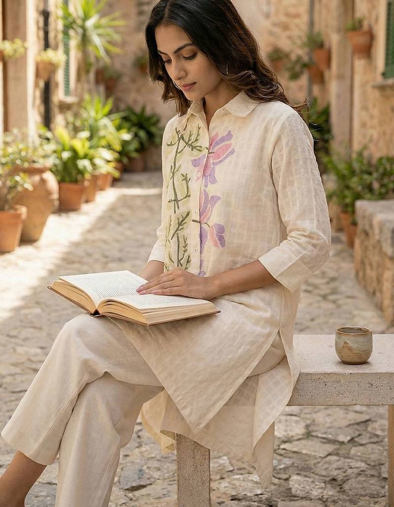 Women Floral Printed Cotton Kurta with Trousers