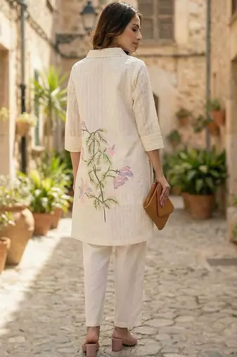 Women Floral Printed Cotton Kurta with Trousers