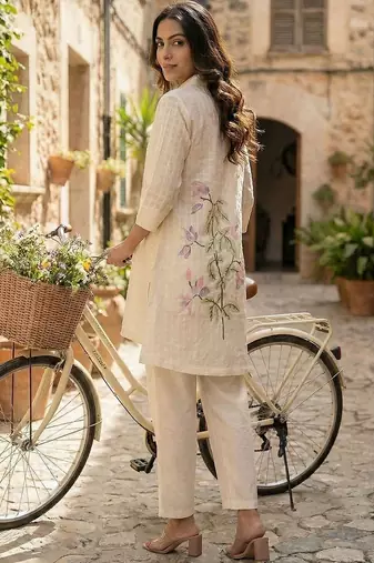 Women Floral Printed Cotton Kurta with Trousers