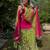 Green Mirror Work Silk Blend Top with Embroidered Lehenga Set