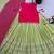 Green Mirror Work Silk Blend Top with Embroidered Lehenga Set