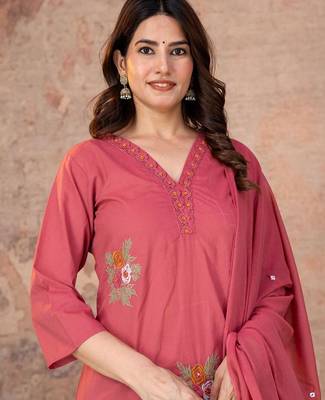 Cotton cambric straight kurti-pant-dupatta set 4