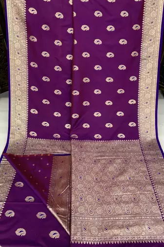 Wine soft silk blend saree with zari weaving meenakari design