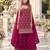Red chinon semi stitched suit with embroidery & sequence work